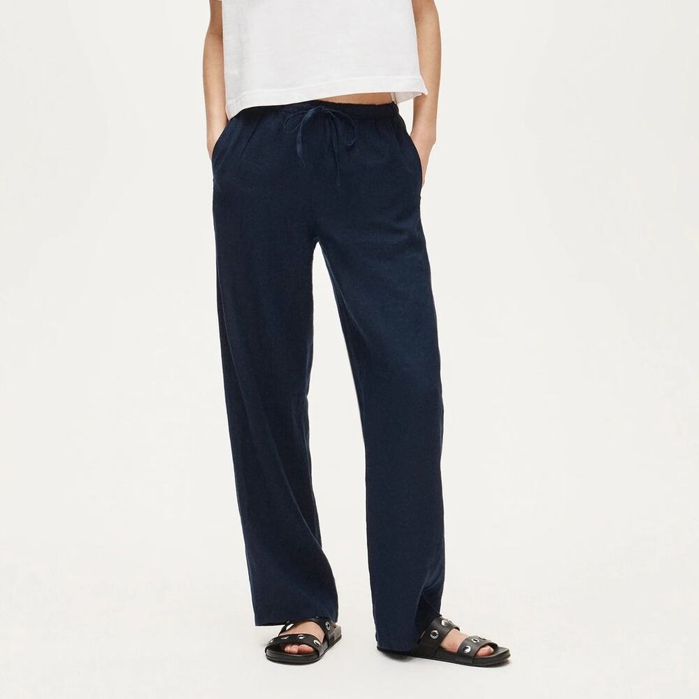 J.Crew Women's Soleil Linen Pant Navy Blue Size Small NWT